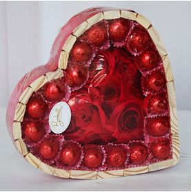 Coração com 18 Bombons + Placa de Coração