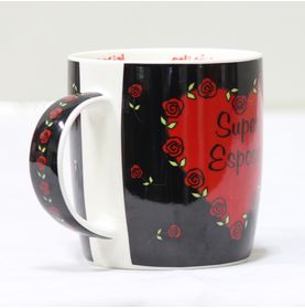 Caneca Porcelana Coração C/ Rosas Super Esposa