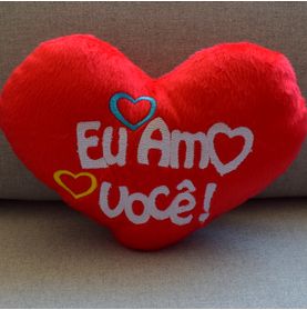 Almofada Coração Velboa Mini - Eu Amo Você (vermelho)