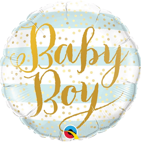 Balão Redondo Baby Boy Listras Azuis 09