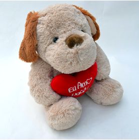 Cachorro Au Au Médio C/ Coração Eu Amo Você