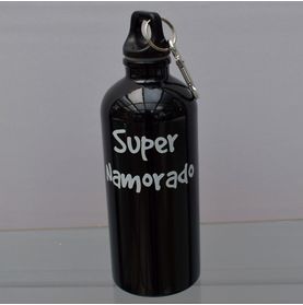 Squeeze Inox Preto Perolizado Super Namorado 600ml