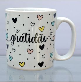Caneca Gratidão (corações)