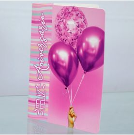 Cartão Feliz Aniversário (balões Rosas)