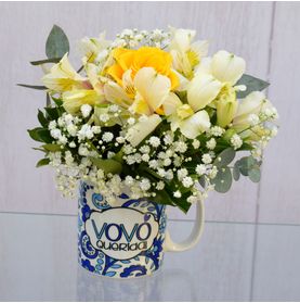 Arranjo Mimo Florido Na Caneca (especial Vovó)