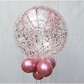 Balão Bubble Glitter (versão Rosa) 36' Pol