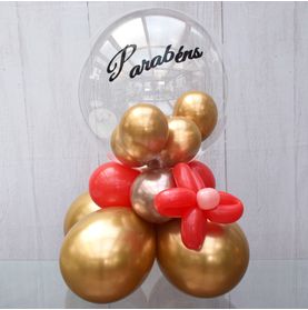 Balão Bubble de Chão Decorado (adesivo Parabens) 36' Pol