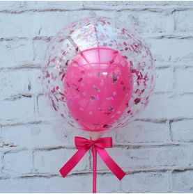 Mini Balão Bubble Pink C/ Glitter - 9' Pol (simples)