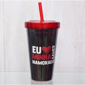 Copo Canudo Eu Amo Minha Namorada Gamer