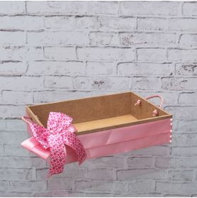Bandeja de Corda M Decorada C/laço Rosa Estampado
