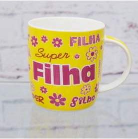 Caneca Porcelana Super Filha + Cx Xadrez