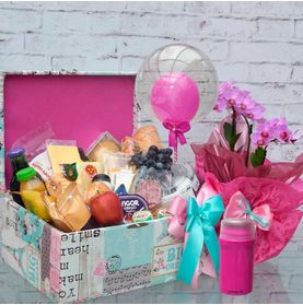 Café da Manhã No Baú Estampado Rosa  Plus B+f+g