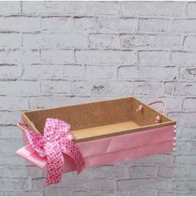 Bandeja de Corda P Decorada C/laço Rosa Estampado
