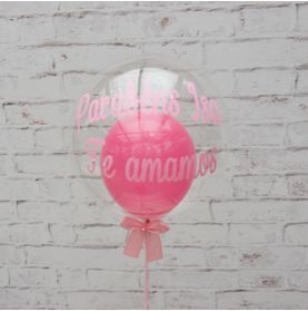 Mini Balão Bubble Rosa com Escrita (plotter)- 9' Pol