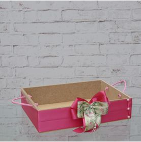 Bandeja Corda M Decoração Pink Laço Estampado Verde