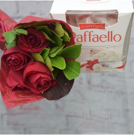 Kit Rosas e Bombom Raffaello Para Entregar