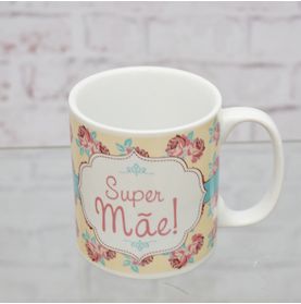Caneca Super Mãe Floral