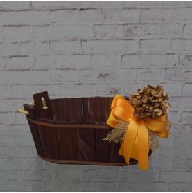 Base Lagar Decorada Laço Juta Cetim Hortencia Seca