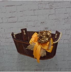 Base Lagar Decorada Laço Juta Cetim Hortencia Seca