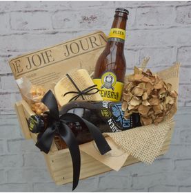 Cesta de Petiscos e Cervejas Simplesmente Chique Para Ele sem Amendoas