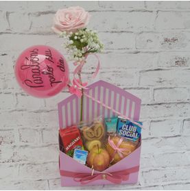Kit Café da Manhã No Seu Dia Especial com Balão Base Envelope Rosa