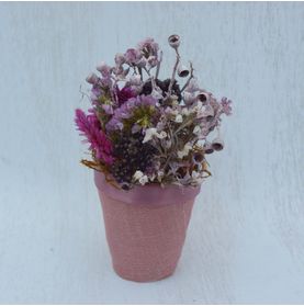 Mini Vaso Flores Secas Rosadas para Ela