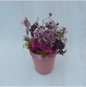 Mini Vaso Flores Secas Rosadas para Ela