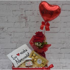Kit com Flores e Chocolate para Minha Namorada